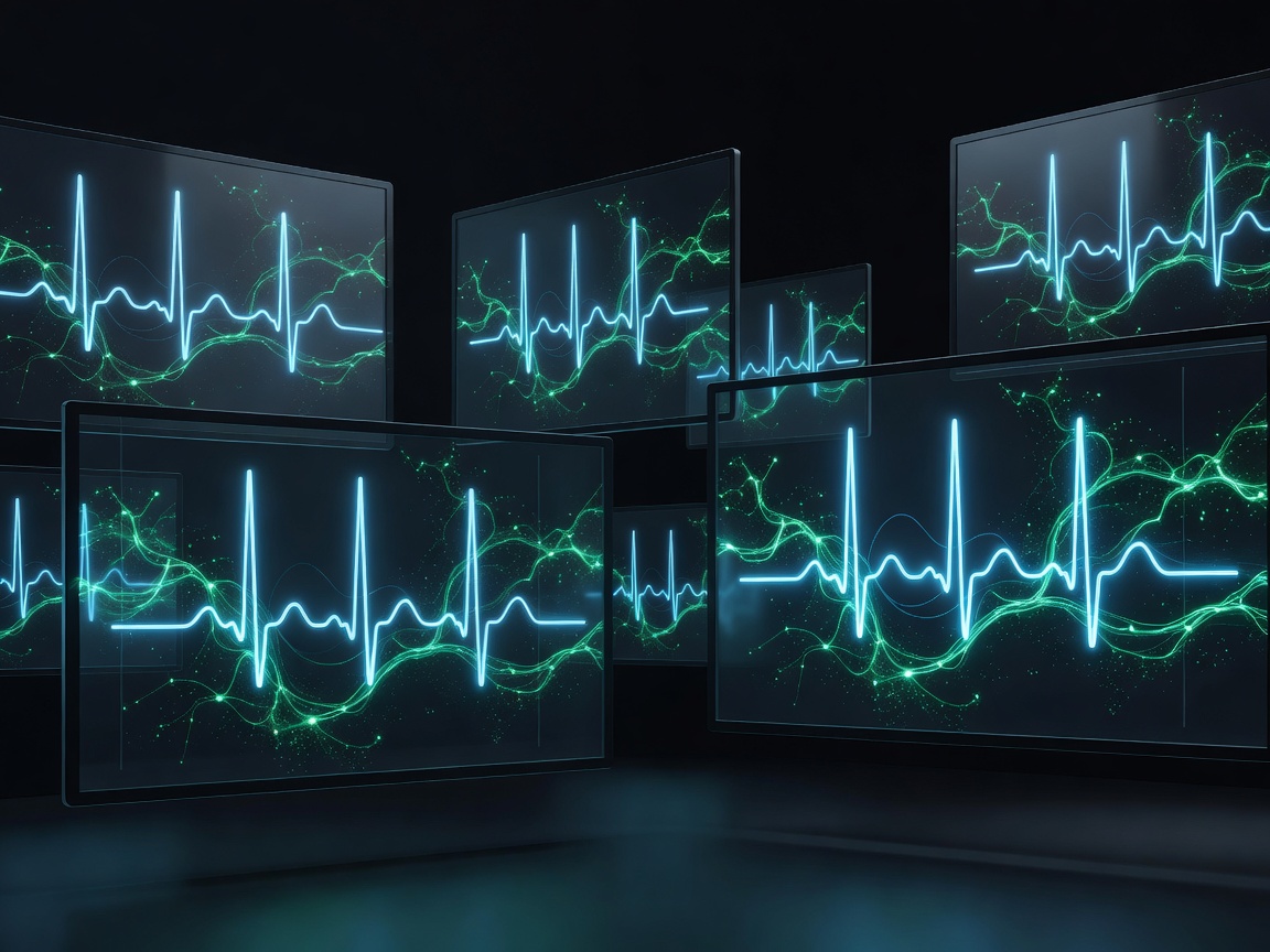 Clinical glowing vector charts representing digital heartbeat analysis and bio-organic diagnostics monitors.